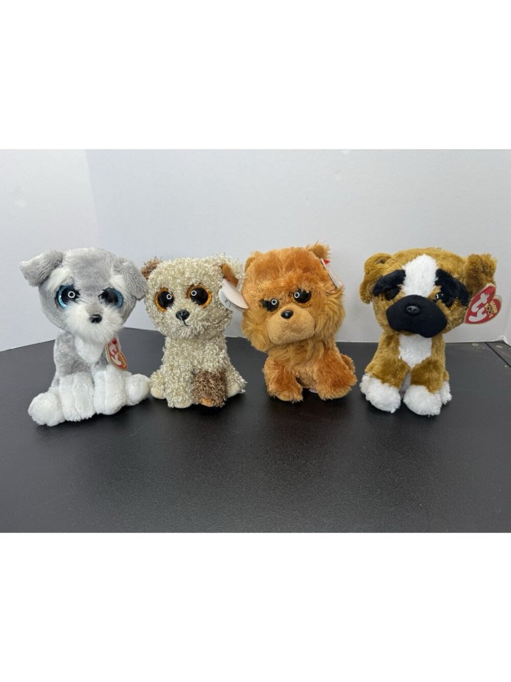 Ty Beanie Boo Lot of 4 Animal Bundle 6" Plush Stuffed Puppy Dog Brutus Rootbeer